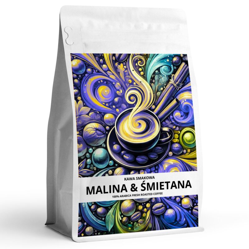 Kawa smakowa MALINA & ŚMIETANA Najwyższej jakości kawa aromatyzowana 100 % arabica