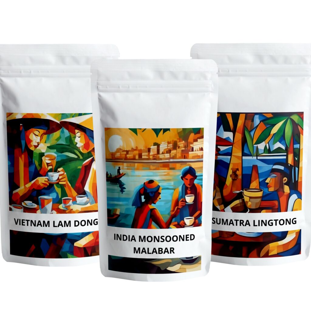 AZJATYCKA-PRZYGODA-ZESTAW-3-KAW. Kawowy Raj. Sklep z najlepszą kawą. Zestaw prezentowy