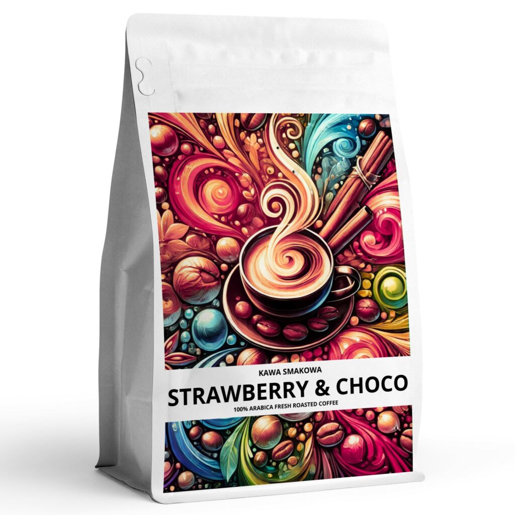 Kawa-smakowa-STRAWBERRY-CHOCO-Najwyzszej-jakosci-kawa-aromatyzowana-100-arabica. kawowy Raj. Sklep z kawą smakową